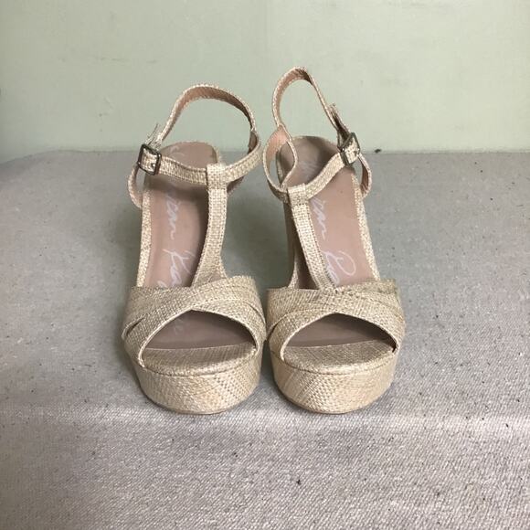 American Rag T- Strap  Natural Woven platform Chunky heel Sandal  Size 8.5 EUC - Picture 3 of 7